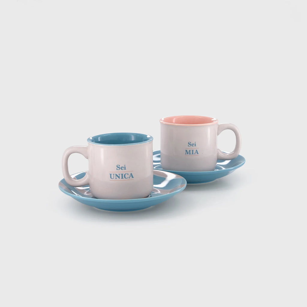 Set 2 Tazzine Espresso Mr. Wonderful – "Sei unica. Sei mia" | Ceramica con Piattini