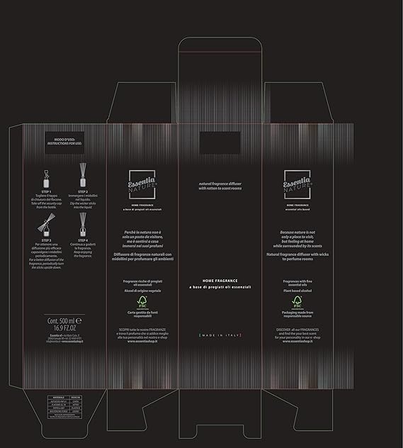 ESSENTIA Profumatore per Ambienti Linea Luxury Tabacco nero formato 250 ml