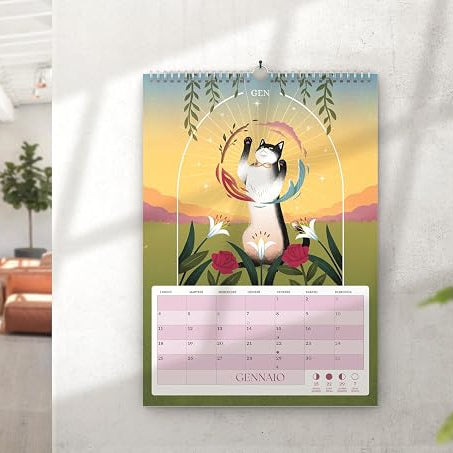 White Star - Calendario da Parete Vivida Gatti Magici 2027 - 26,5×38,5 cm