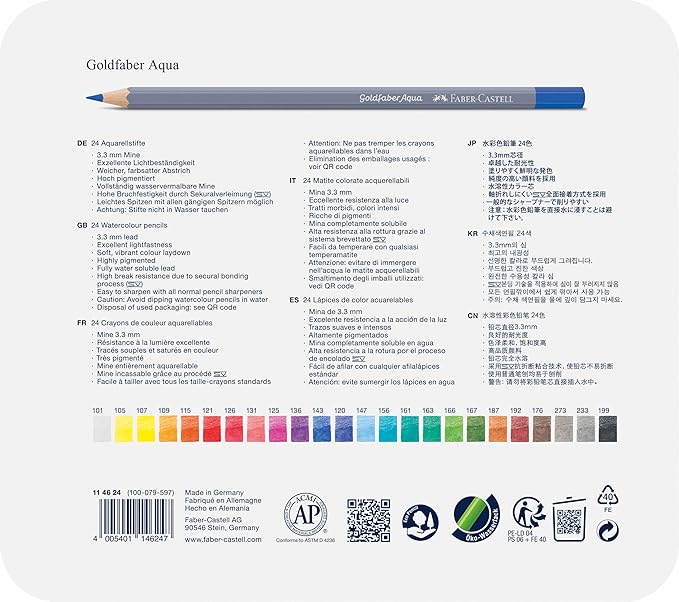 Faber Castell: Set 24 Matite Colorate Acquerellabili Goldfaber Aqua