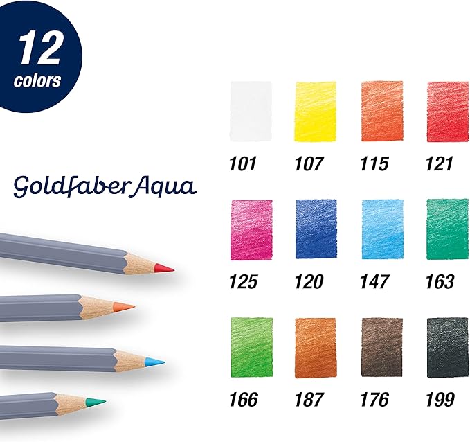 Faber Castell: Set 12 Matite Colorate Acquerellabili Goldfaber Aqua
