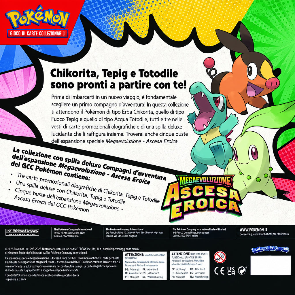 Pokémon GCC Megaevoluzione Ascesa Eroica – Collezione con Spilla Deluxe Compagni d’Avventura ITA