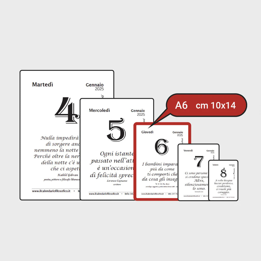 CALENDARIO FILOSOFICO 2026 - MIS. 10 x 14 CM - CON SUPPORTO IN LEGNO