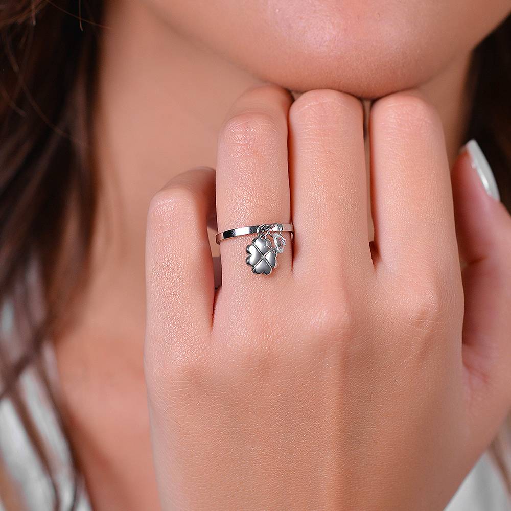 Luca Barra: Anello Donna in acciaio con quadrifoglio e zircone bianco