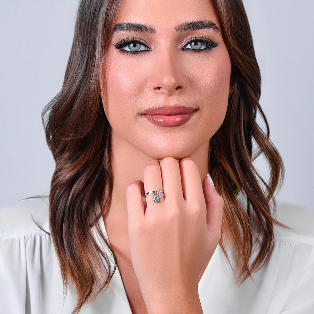 Luca Barra: Anello Donna in acciaio con quadrifoglio e zircone bianco