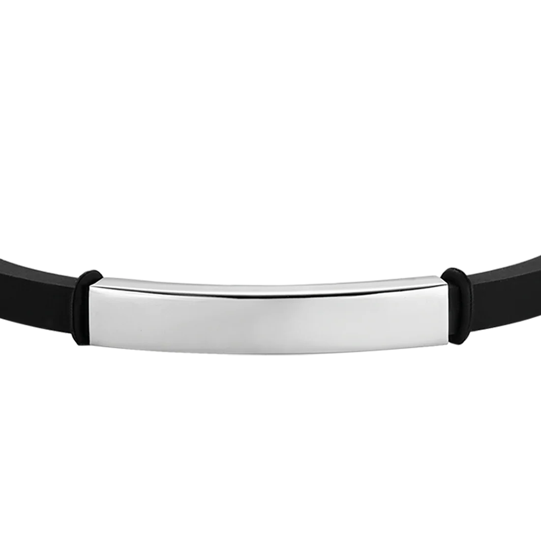 Luca Barra: Bracciale uomo in silicone nero con piastra in acciaio.