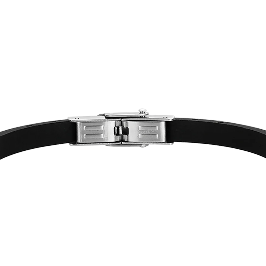 Luca Barra: Bracciale uomo in silicone nero con piastra in acciaio.