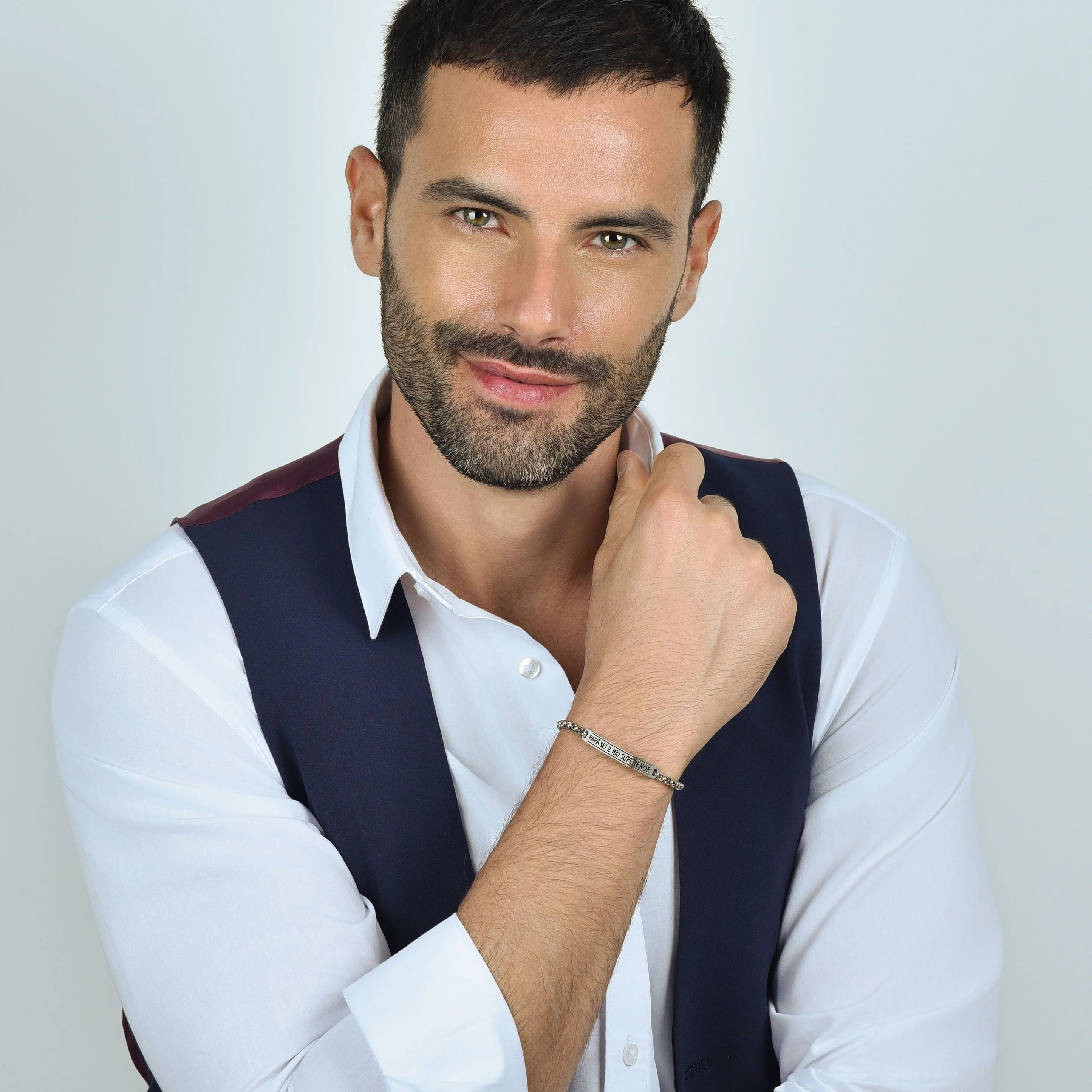 Luca Barra: Bracciali uomo in acciaio "Papà sei il mio supereroe"