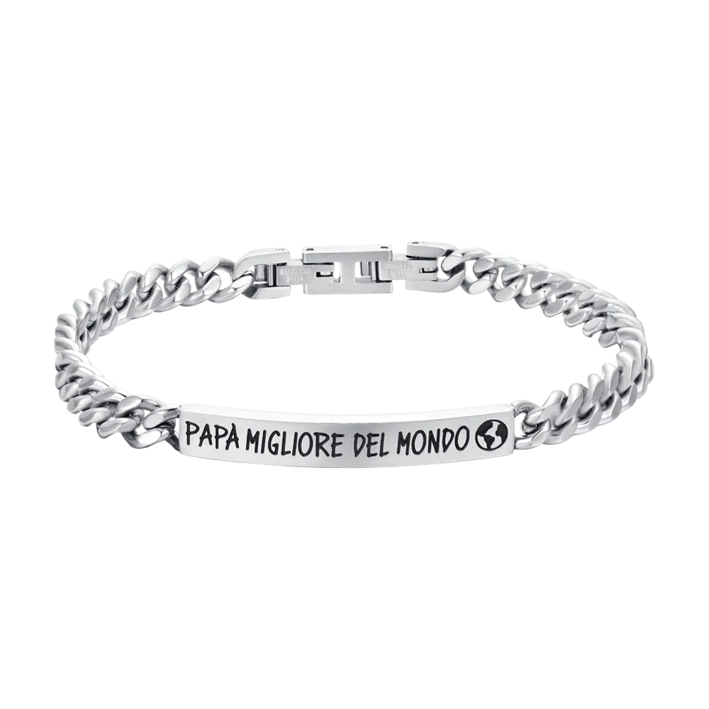 Luca Barra: Bracciale uomo in acciaio "Papà migliore del mondo"