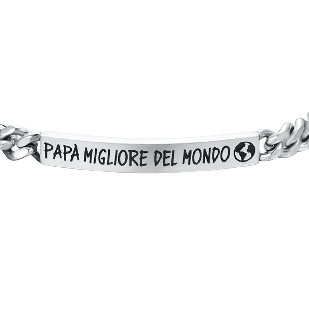 Luca Barra: Bracciale uomo in acciaio "Papà migliore del mondo"