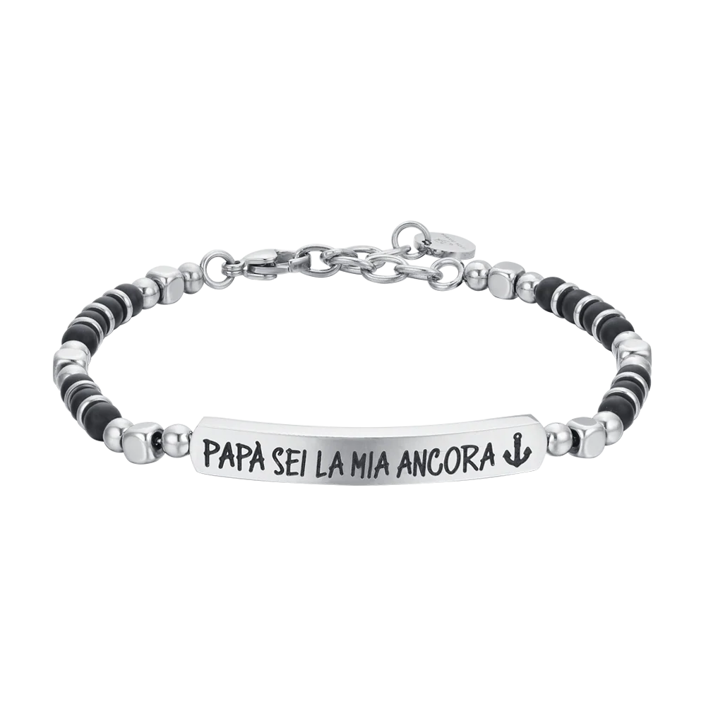 Luca Barra: bracciale uomo in acciaio "Papò sei la mia ancora"