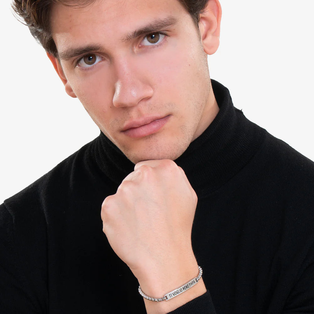 Luca Barra: Bracciale uomo in acciaio "Ti voglio bene papà"