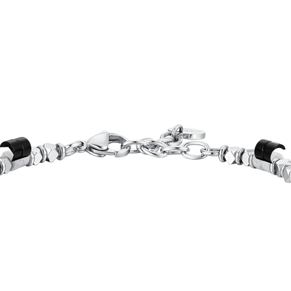 LUCA BARRA: bracciale uomo in acciaio con ematite e pietre onice