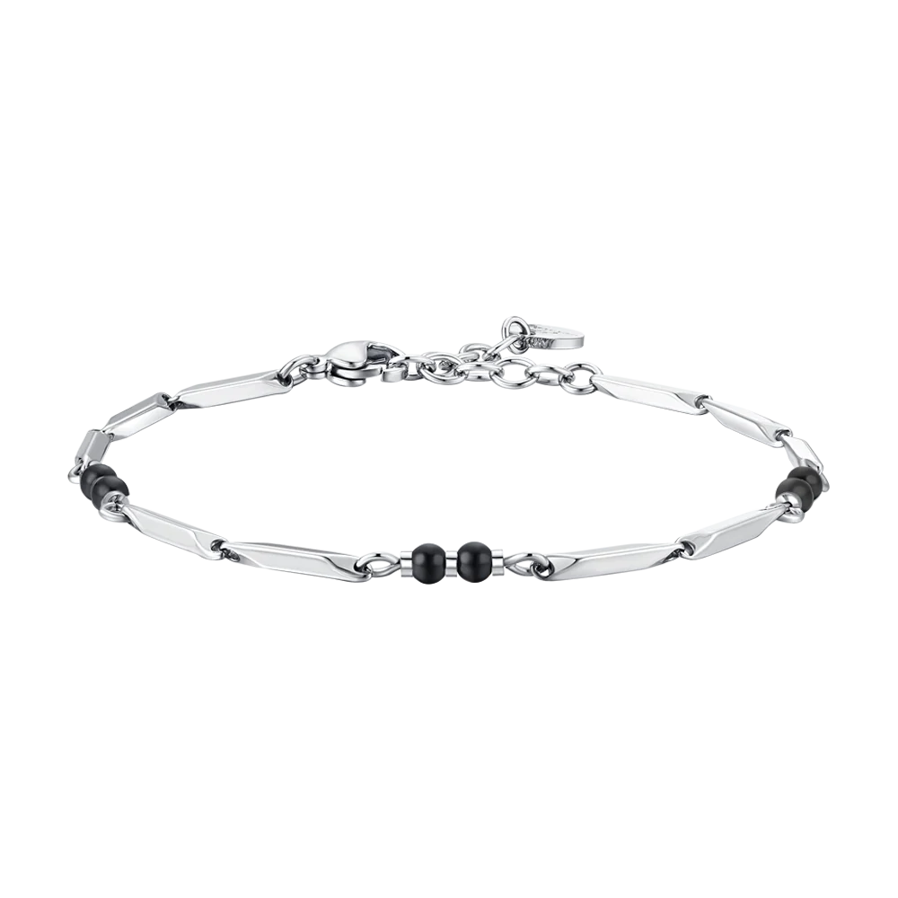 LUCA BARRA: bracciale uomo in acciaio con pietre agata