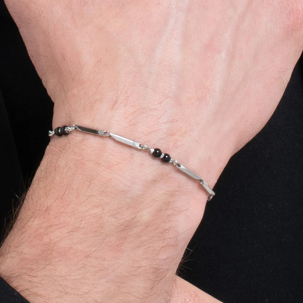 LUCA BARRA: bracciale uomo in acciaio con pietre agata
