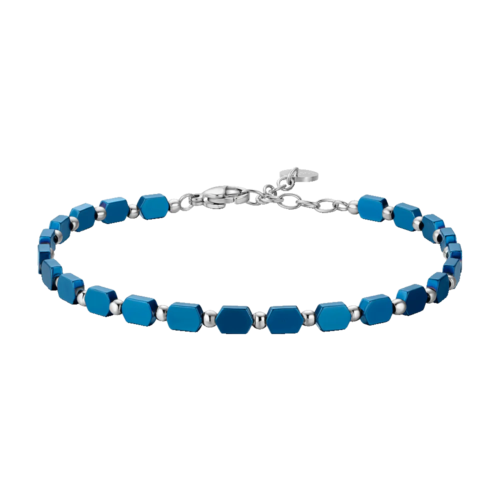 Luca Barra: Bracciale uomo in acciaio con ematite blu