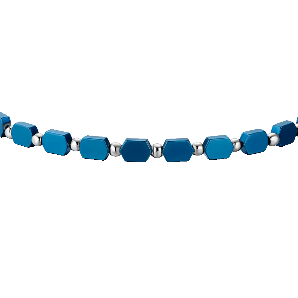 Luca Barra: Bracciale uomo in acciaio con ematite blu