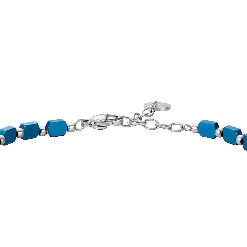 Luca Barra: Bracciale uomo in acciaio con ematite blu
