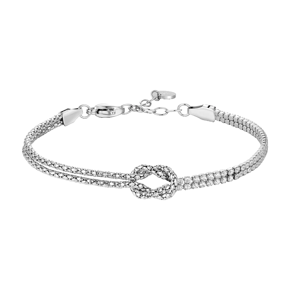 Luca Barra: Bracciale uomo in acciaio con nodo e zirconi bianco