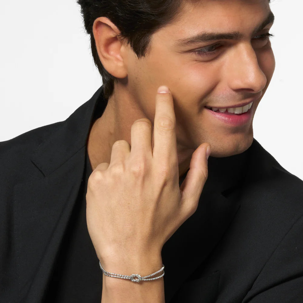 Luca Barra: Bracciale uomo in acciaio con nodo e zirconi bianco