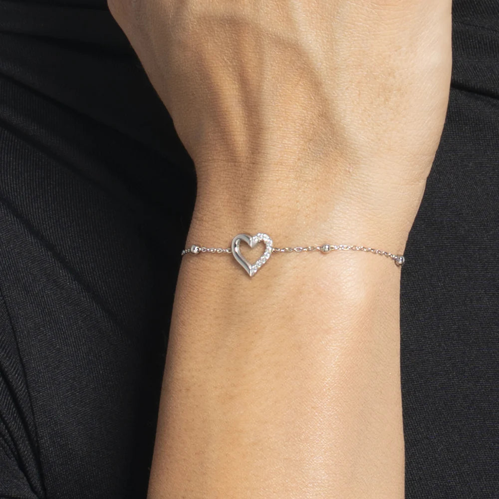 LUCA BARRA: bracciale donna in acciaio con cuore e punti luce