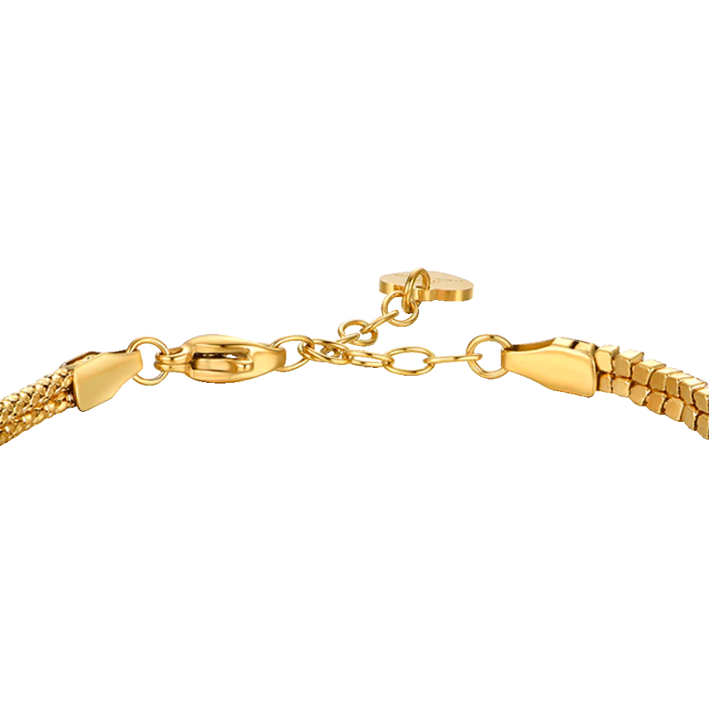 Luca Barra: bracciale donna in acciaio IP gold con nodo e zirconi bianchi