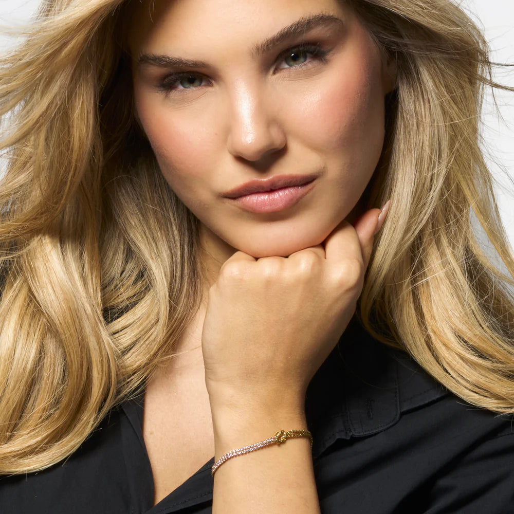 Luca Barra: bracciale donna in acciaio IP gold con nodo e zirconi rosa