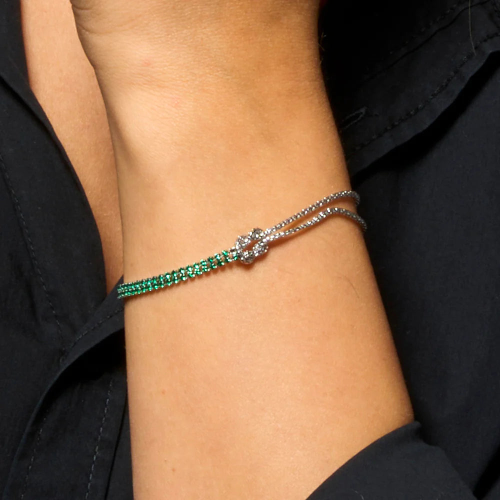 Luca Barra: bracciale donna in acciaio con nodo e zirconi verdi