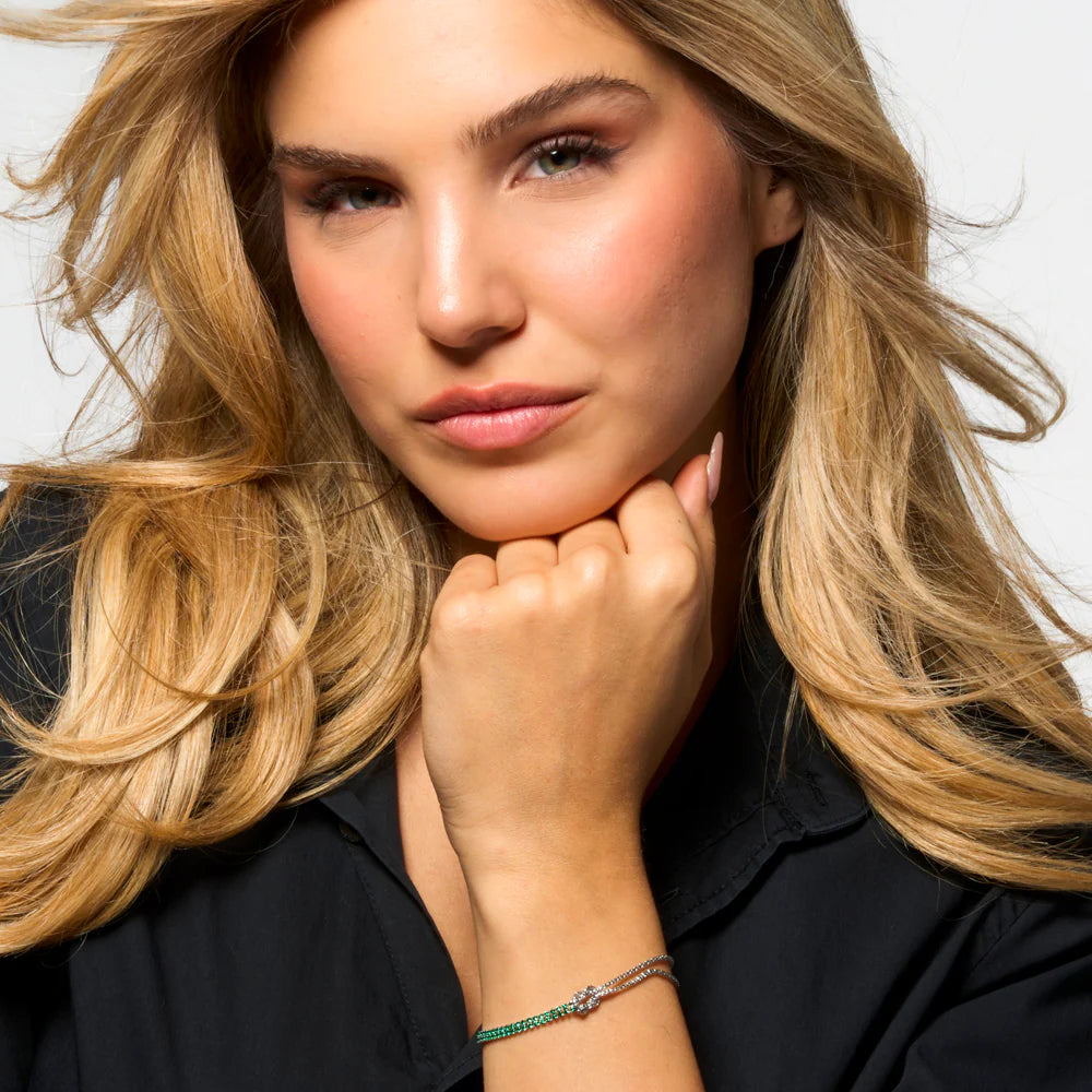 Luca Barra: bracciale donna in acciaio con nodo e zirconi verdi