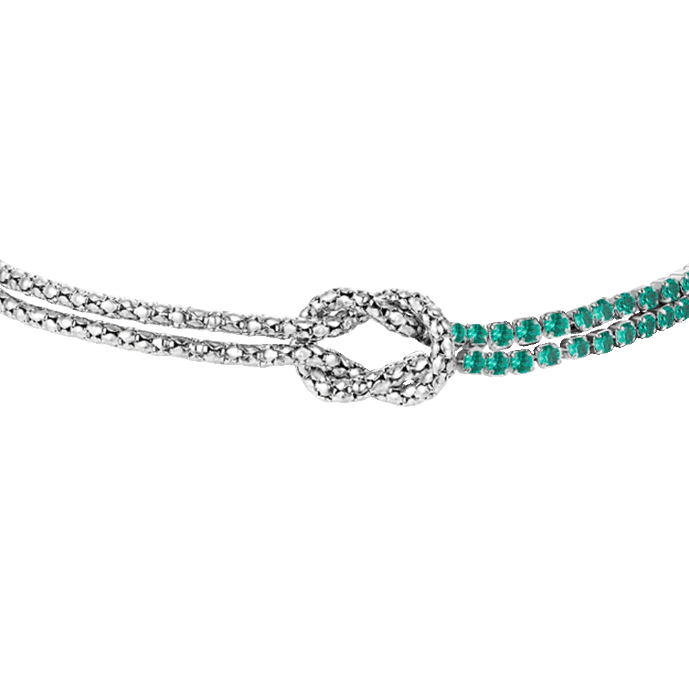 Luca Barra: bracciale donna in acciaio con nodo e zirconi verdi