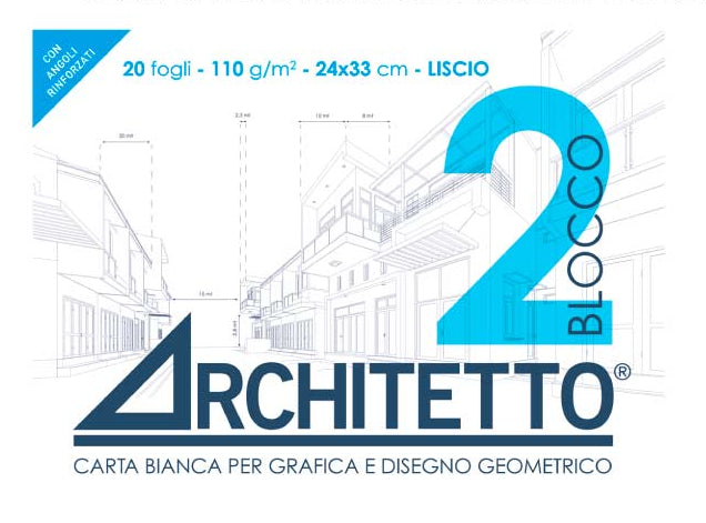 Blocco da disegno architetto F2 liscio 24x33