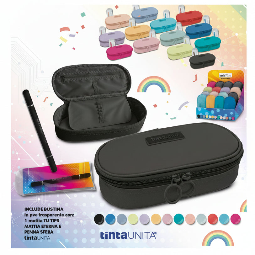 Astuccio Ovale Tinta Unita Excellent | Con Penna Bipunta TU Tips Inclusa
