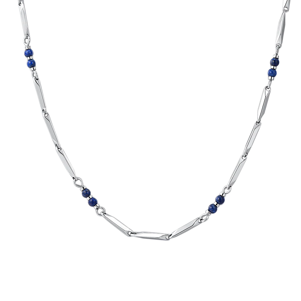 Luca Barra; Collana uomo in acciaio con pietre lapis