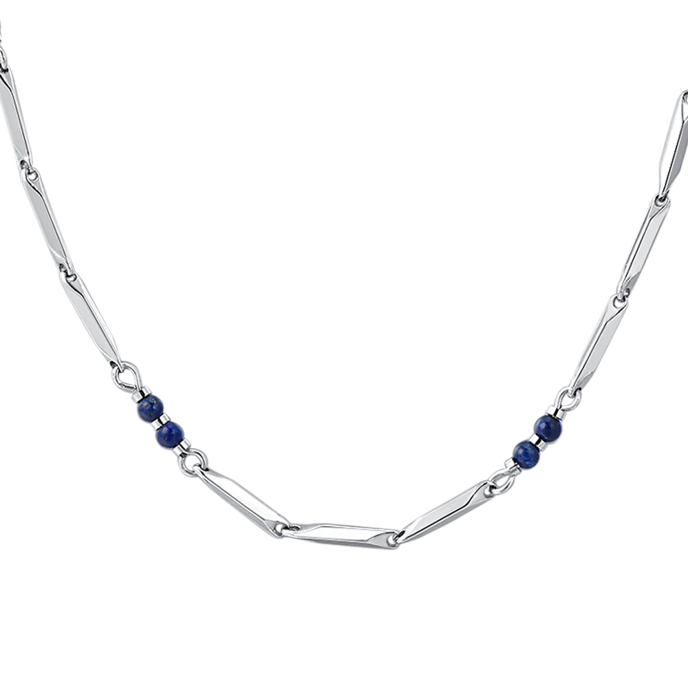 Luca Barra; Collana uomo in acciaio con pietre lapis