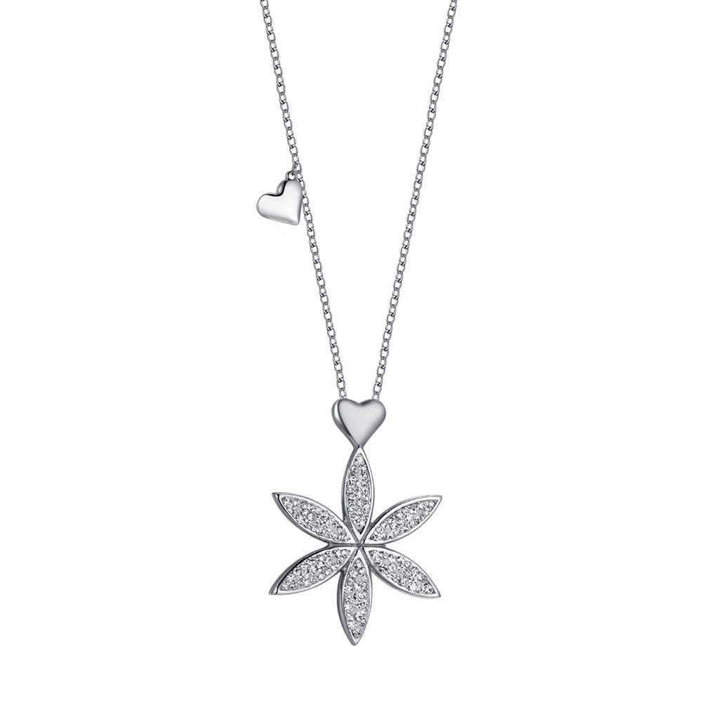 Luca Barra – Collana Donna in Acciaio con Fiore della Vita e Cuore