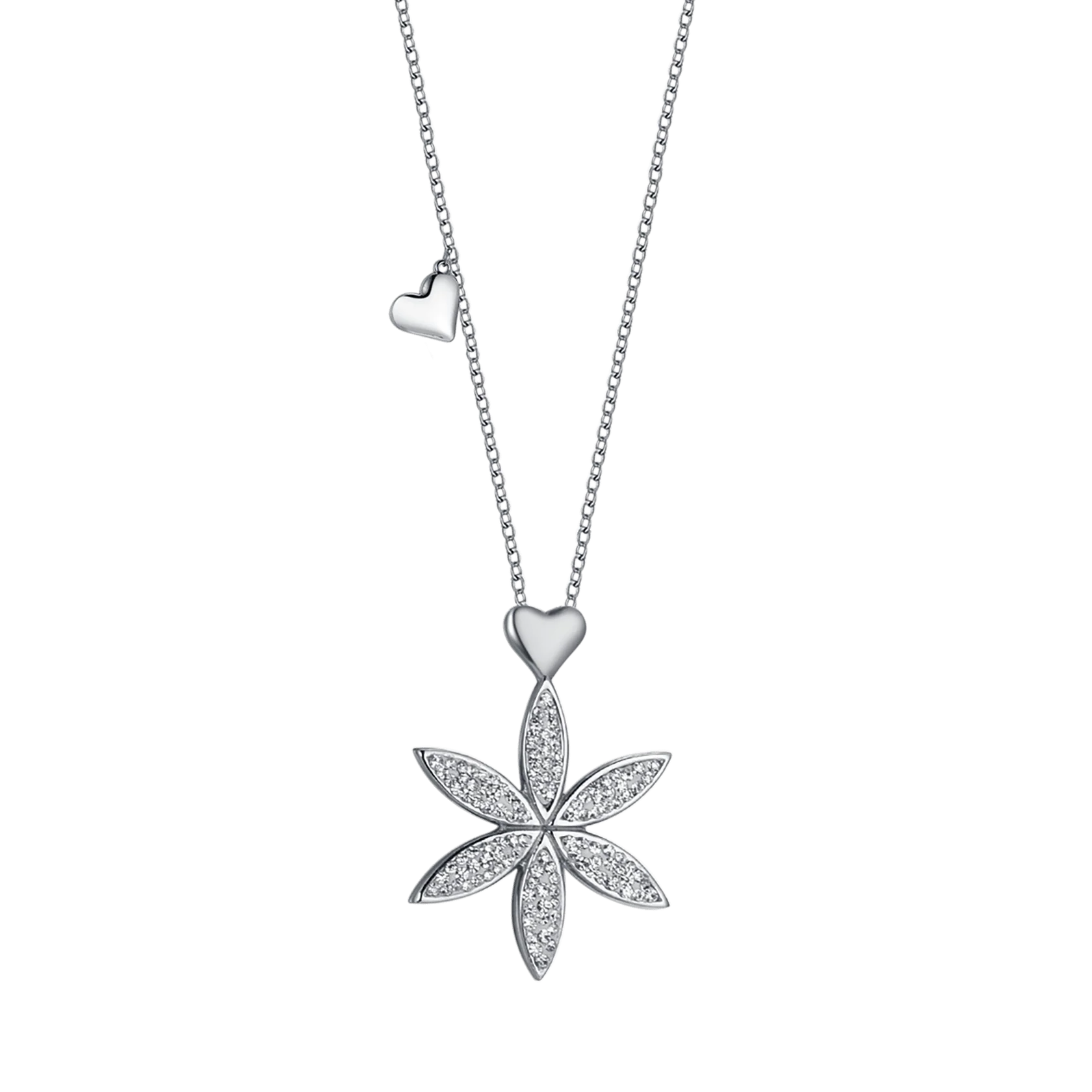 Luca Barra – Collana Donna in Acciaio con Fiore della Vita e Cuore