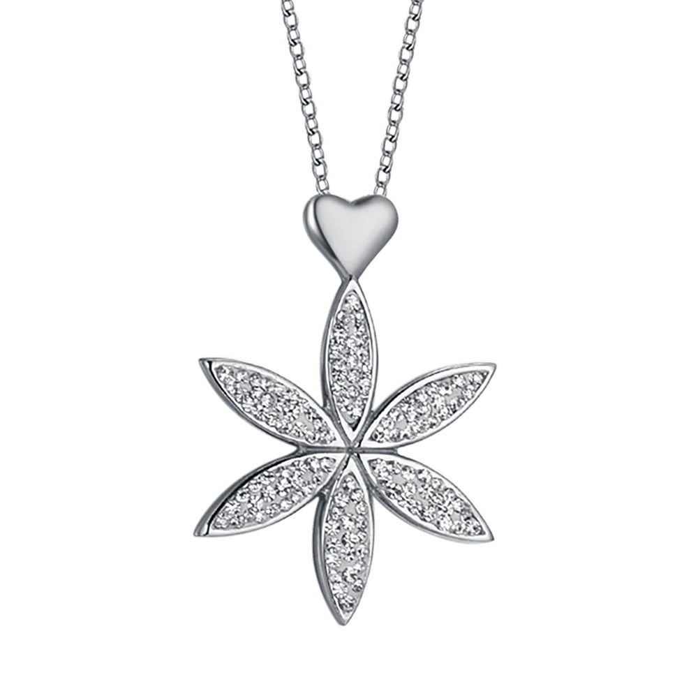 Luca Barra – Collana Donna in Acciaio con Fiore della Vita e Cuore