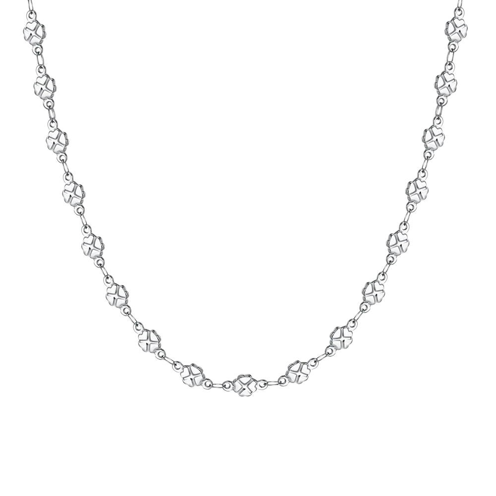 Collana Donna in Acciaio a Maglie di Quadrifogli – Luca Barra