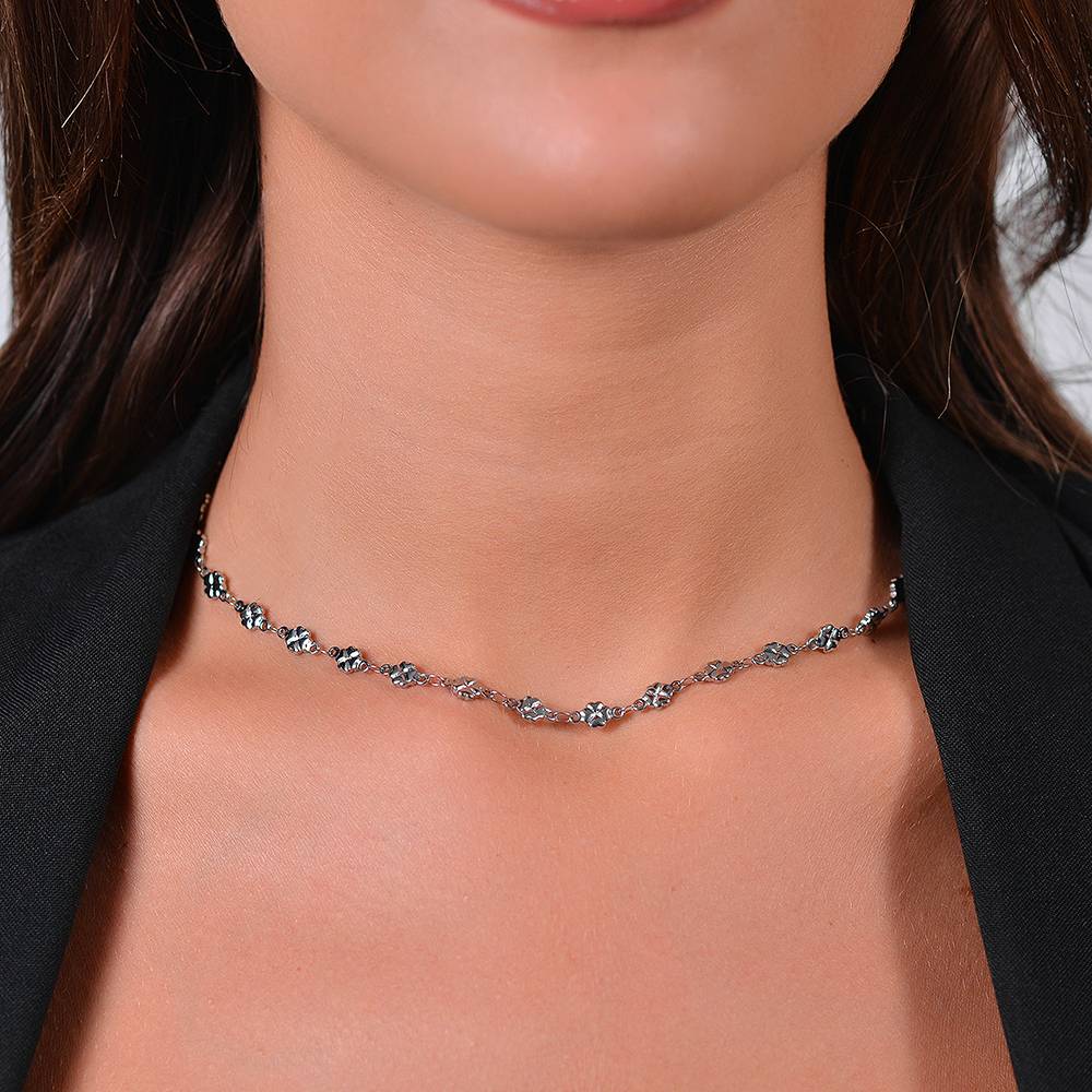 Collana Donna in Acciaio a Maglie di Quadrifogli – Luca Barra