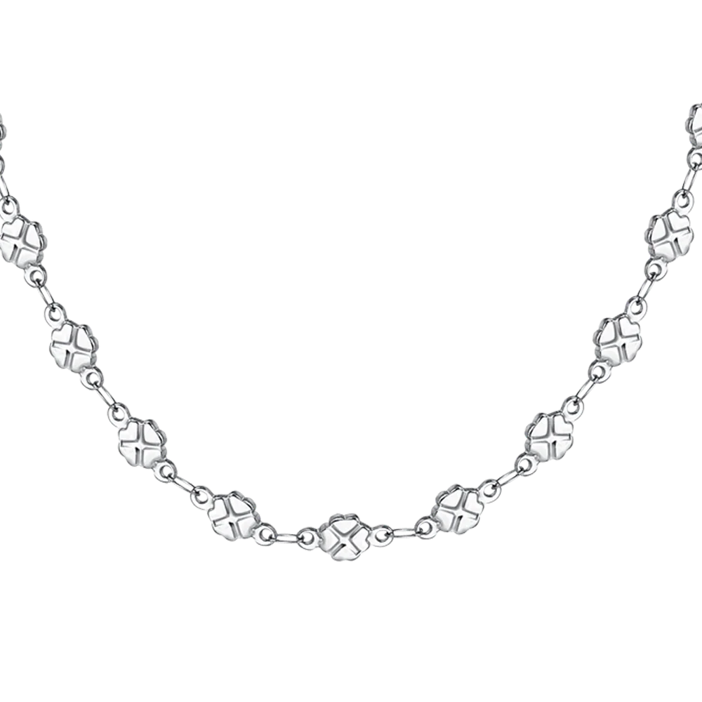 Collana Donna in Acciaio a Maglie di Quadrifogli – Luca Barra