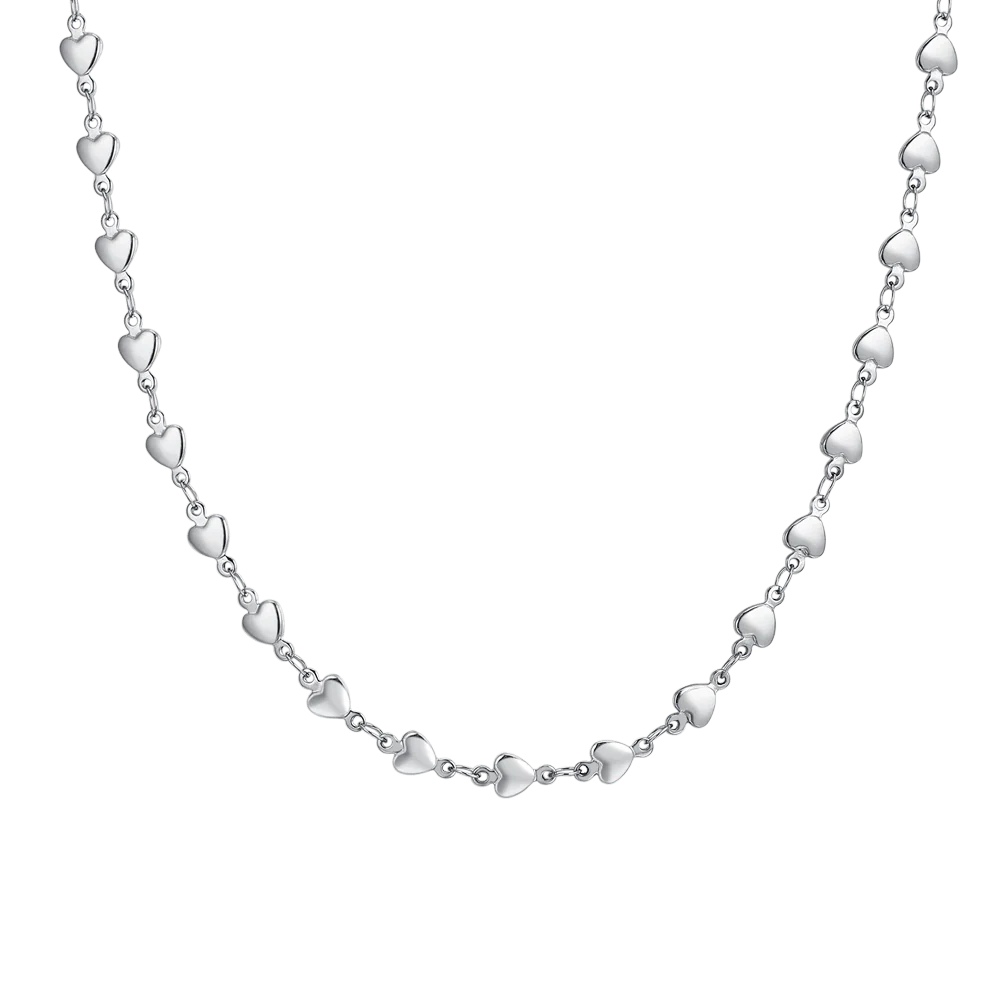 Collana Donna in Acciaio a Maglie di Cuori – Luca Barra