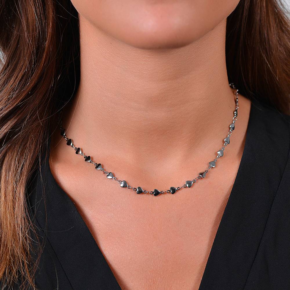 Collana Donna in Acciaio a Maglie di Cuori – Luca Barra