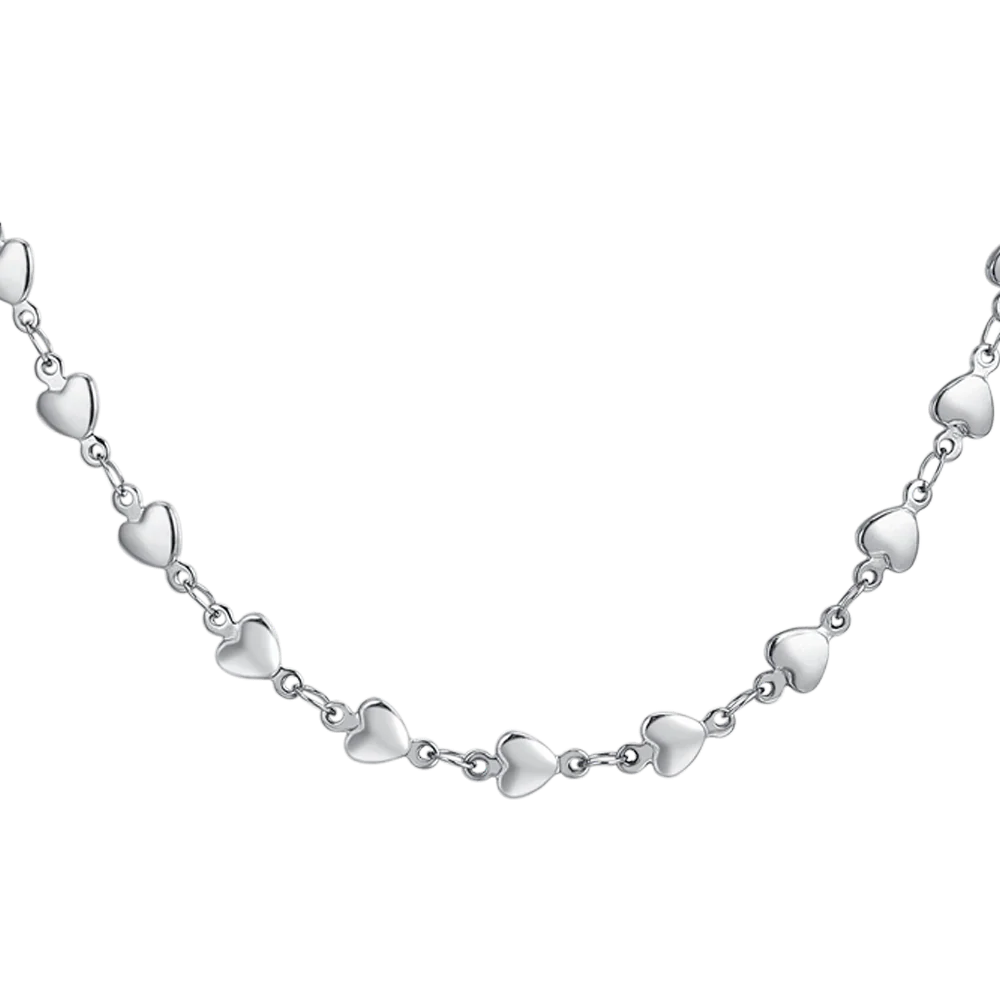 Collana Donna in Acciaio a Maglie di Cuori – Luca Barra