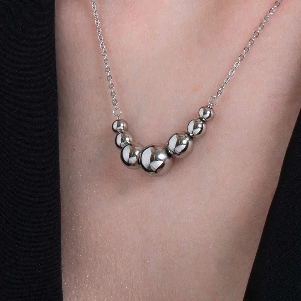 LUCA BARRA: collana donna con sfere in acciaio