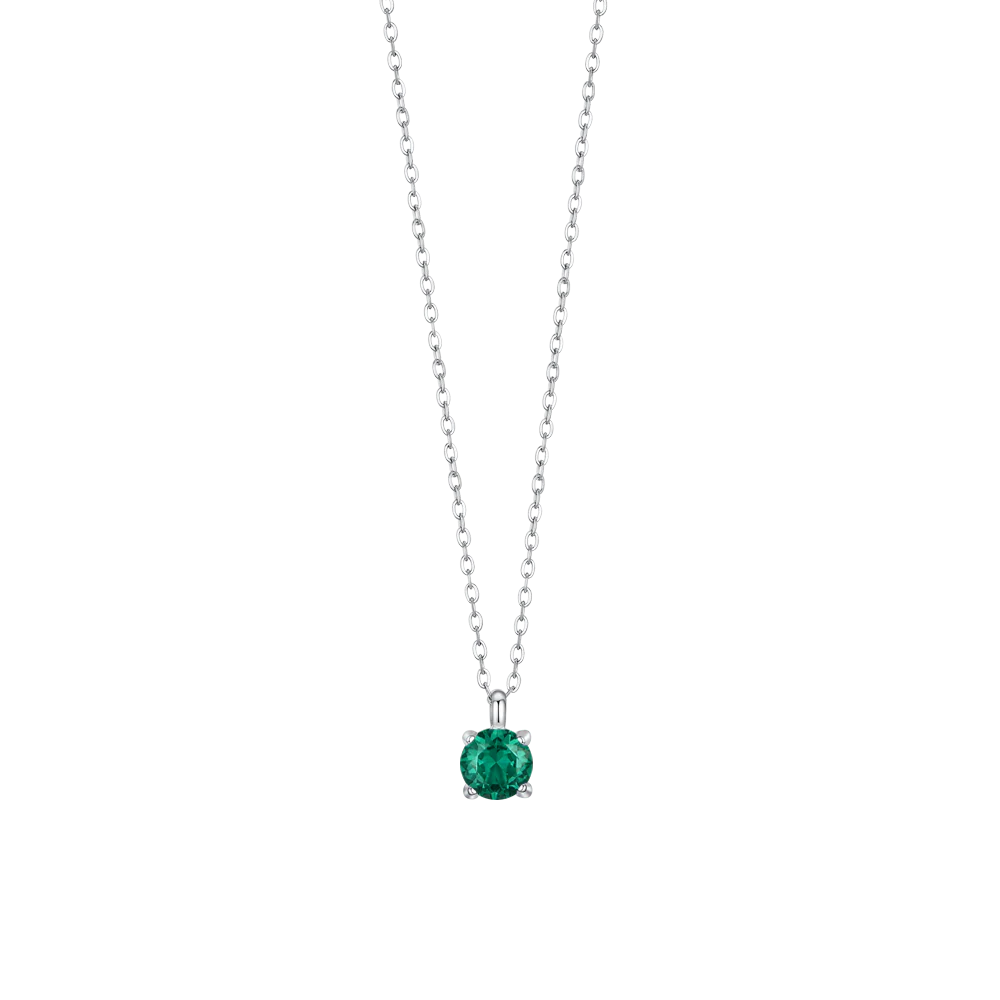 Luca Barra: Collana donna in acciaio con zircone verde.