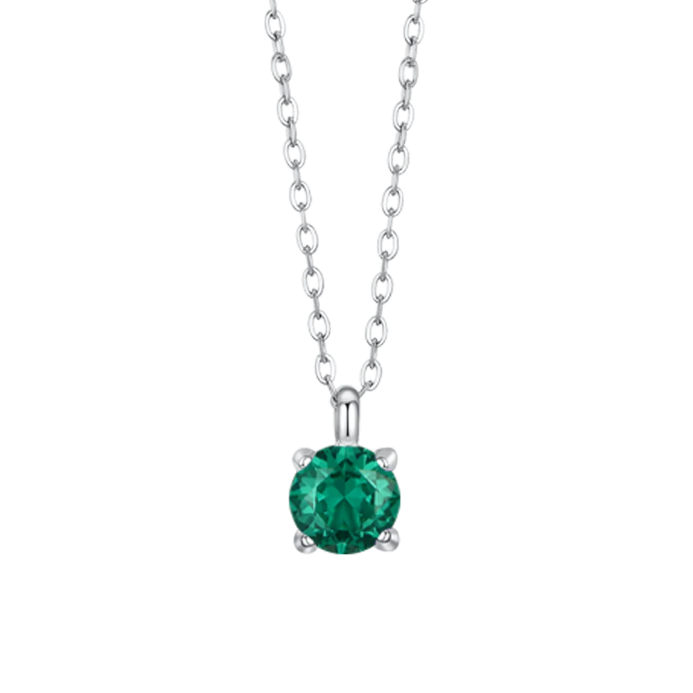 Luca Barra: Collana donna in acciaio con zircone verde.