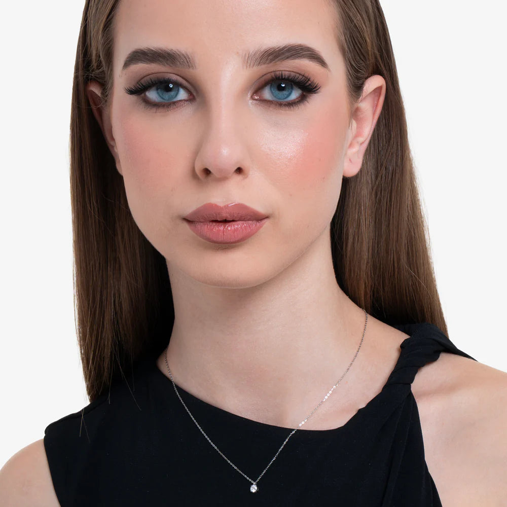 Luca Barra: Collana donna in acciaio con cristallo bianco