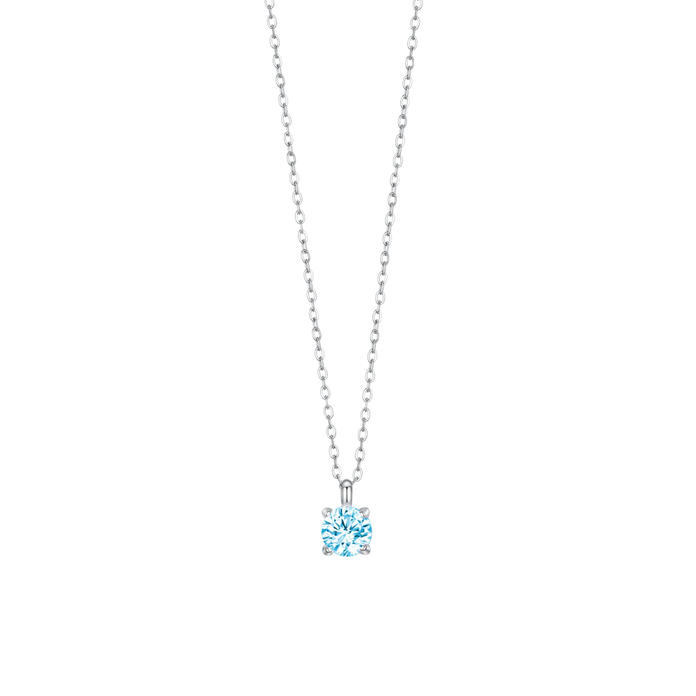 LUCA BARRA: collana donna in acciaio con zircone acquamarina
