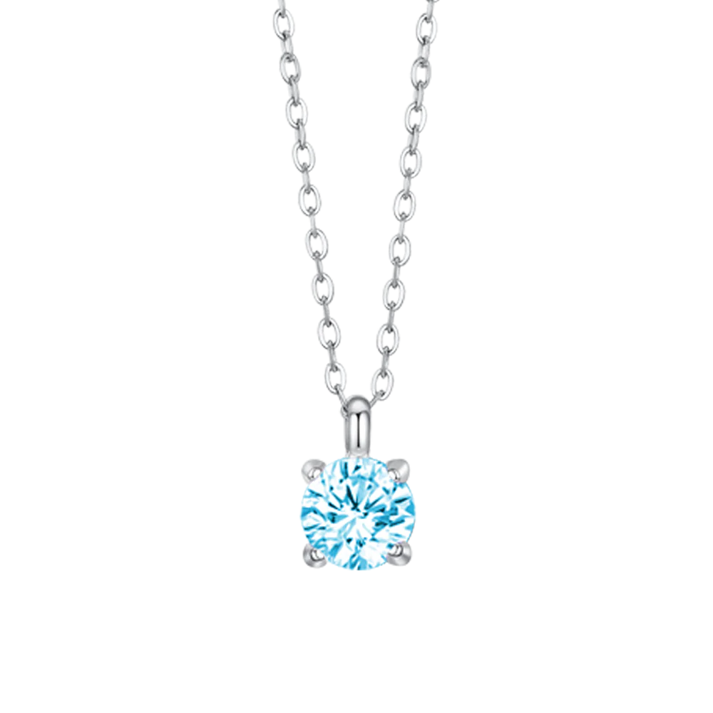 LUCA BARRA: collana donna in acciaio con zircone acquamarina