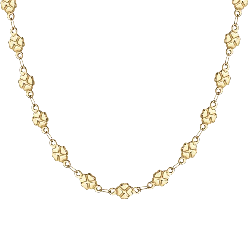 Collana Donna in Acciaio IP Gold con Quadrifogli – Luca Barra